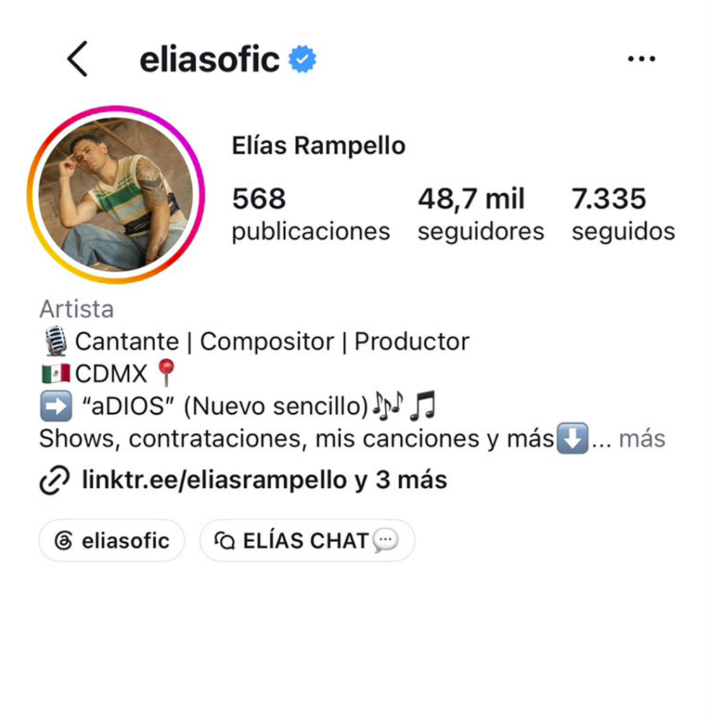 Captura de Instagram — @eliasofic